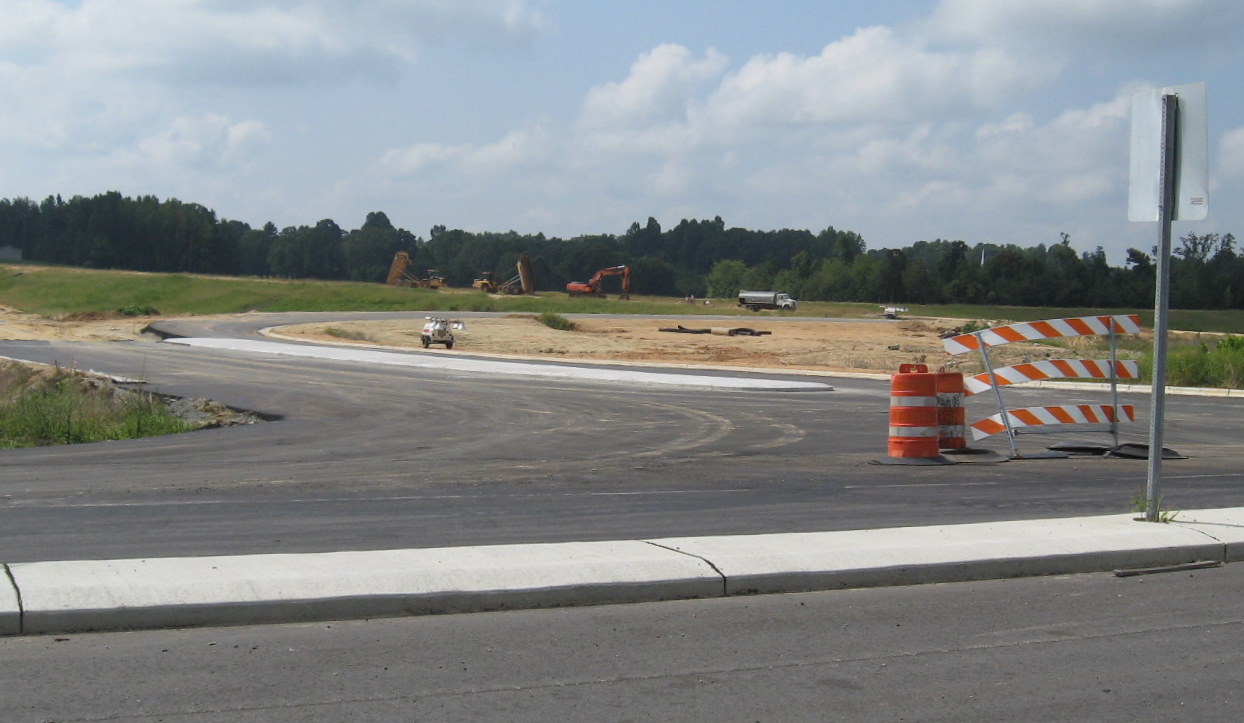 Photo of construction progress in building the westbound I-74 on-ramp from 
Cedar Square Road, Aug. 2010