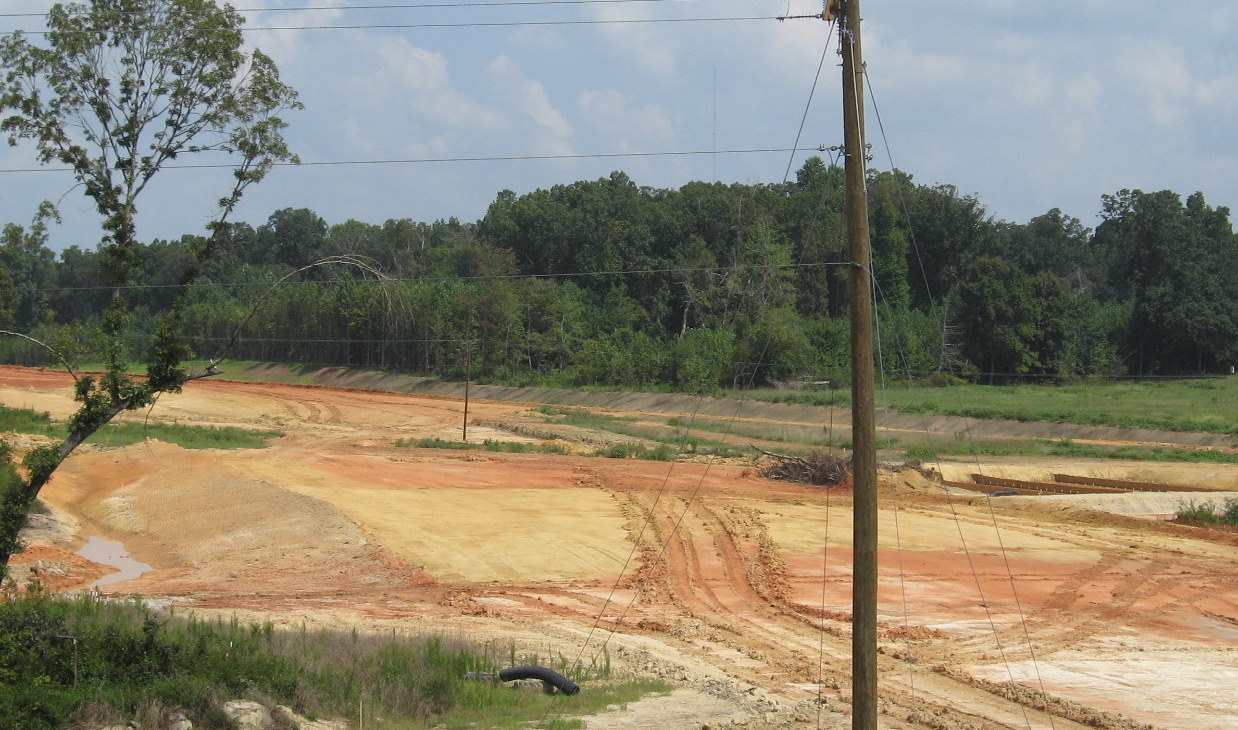 Photo showing progress in building exit ramps at US 311 for interchange 
with future I-74 freeway, Aug. 2010