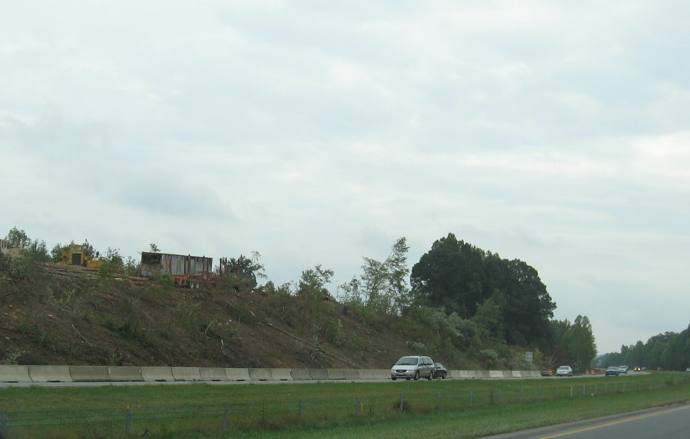Photo of progress clearing land for future I-74 exit ramp bridges from US 
220 North in Randleman, Sept. 2009