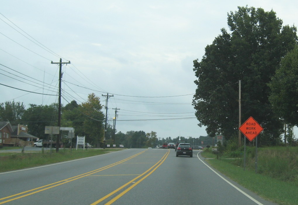 Photo of construction sign placed on US 311 at beginning of interchange 
construction in Sept. 2009