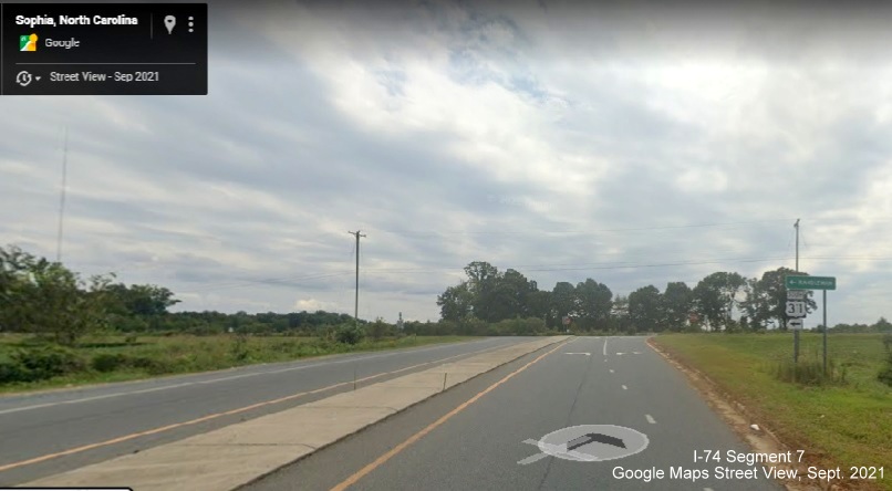 South US 311 trailblazer still up at ramp from I-74 West in Randolph County, Google Maps Street View, 
        September 2021