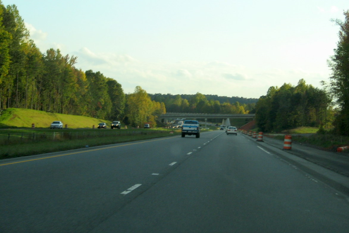 Photo of progress building future West I-74 exit ramp from US 220 in Randleman 
in October 2011