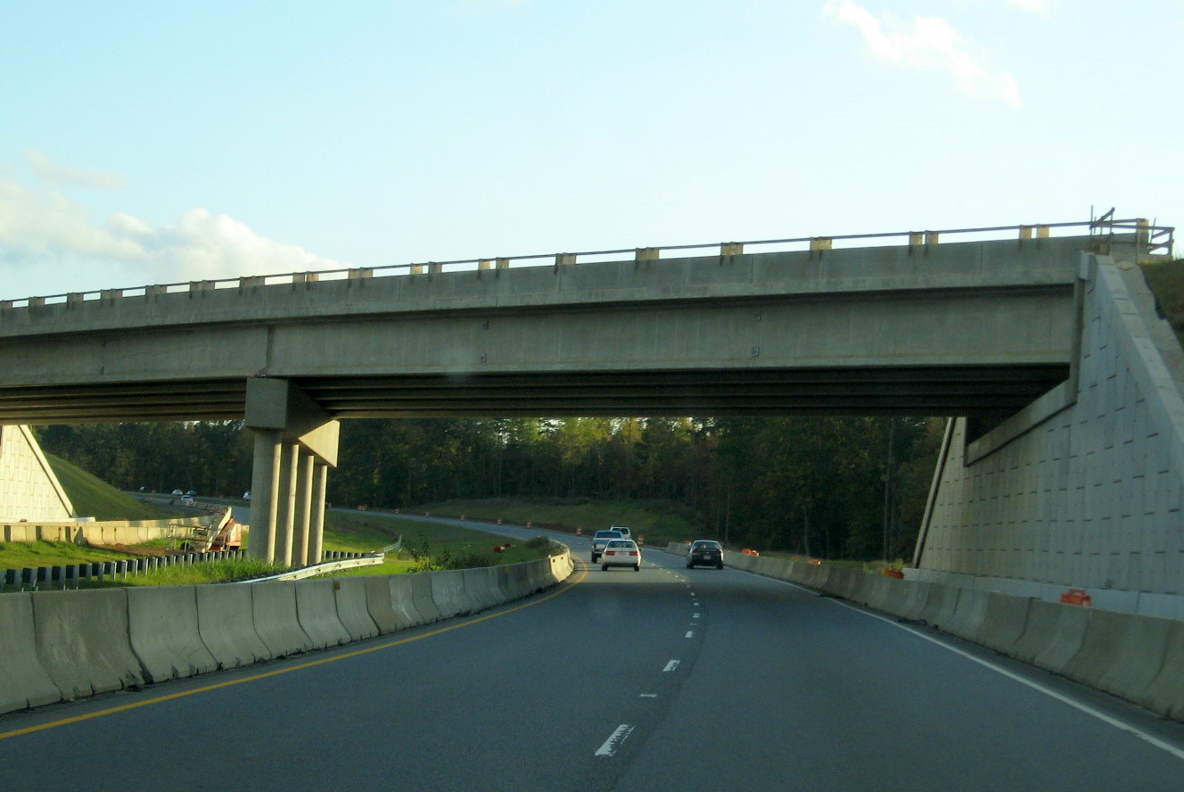 Photo of progress building future I-74 flyover ramp from US 220 South in 
Randleman, Oct. 2011