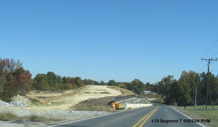 Photo of construction project on NC 62 bridge over I-74 in October 2008