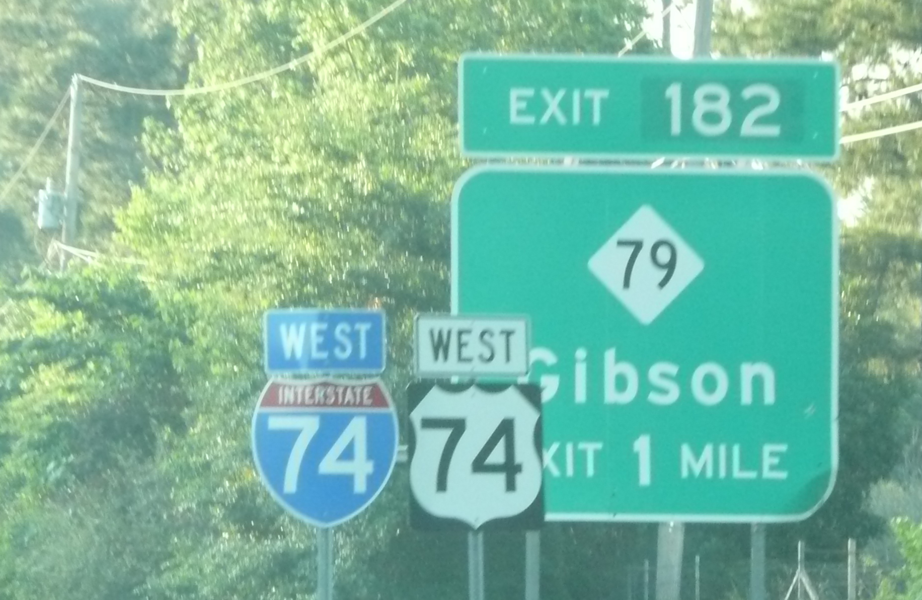 Photo of exit signage for NC 79 along then I-74 in May 2009, Courtesy of 
James Mast
