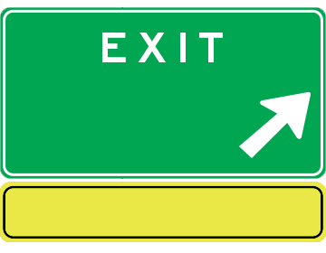 Sample exit sign showing yellow old exit tab sign on bottom