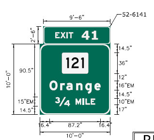 Plan image of new Exit 41 sign on CT 15 North in Orange, CTDOT May 2024