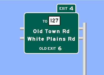 Sign Maker image of exit sign for To CT 127 exit on CT 25 South in Bridgeport with new milepost based exit number