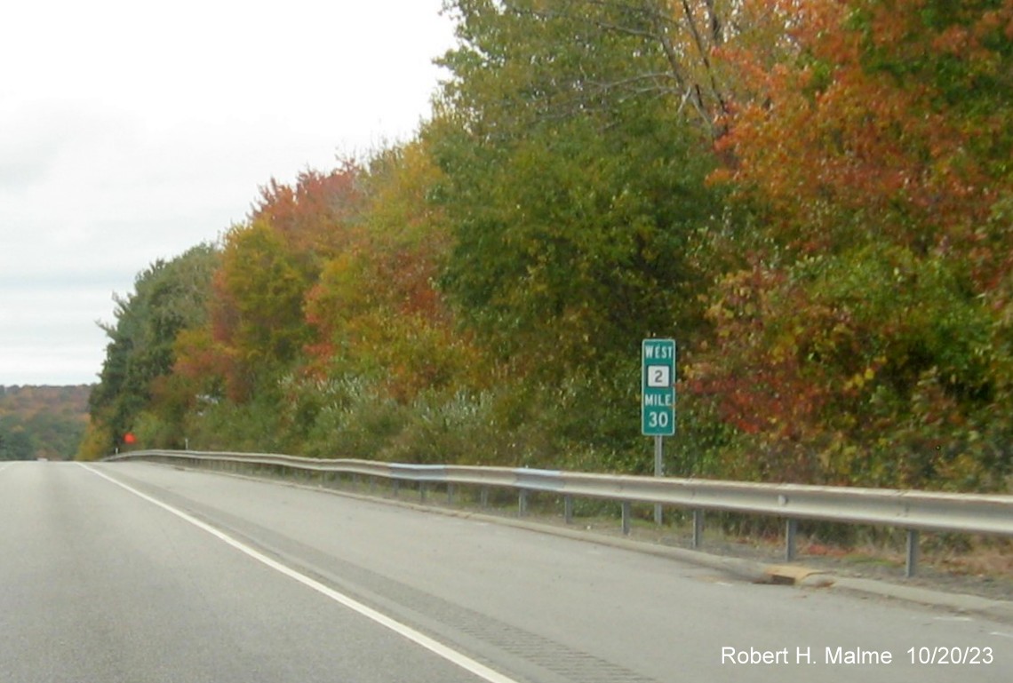 Image of new mile 30 marker on CT 2 West