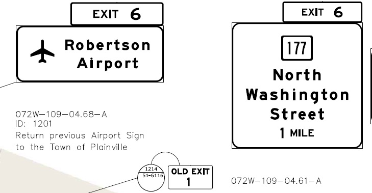 Image of ConnDOT sign plan for CT 177 exit on CT 72 West in Bristol