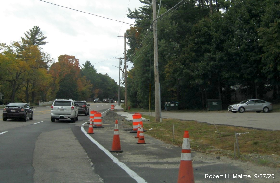 Image of recently cleared area for widening along MA 53/Whiting Street South in Hingham as part of Derby Street reconstruction project, September 2020