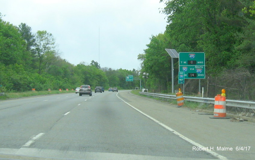 Image of activated Real Time Traffic sign on I-290 East in Shrewsbury