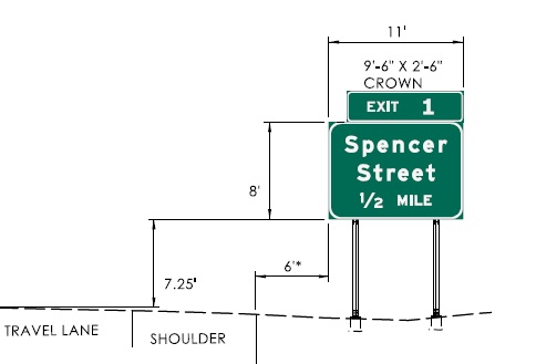 CTDOT sign plan image for I-384 Exit 1 for Spencer Street, September 2023