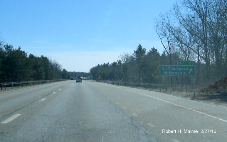 Image of new exit sign with new milepost based number on I-395 South just over Mass. border in
                                                   East Thompson, CT