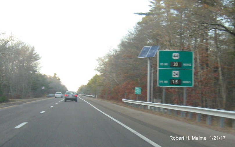 Image of activated Real Time Traffic Sign on MA 24 North in Middleborough