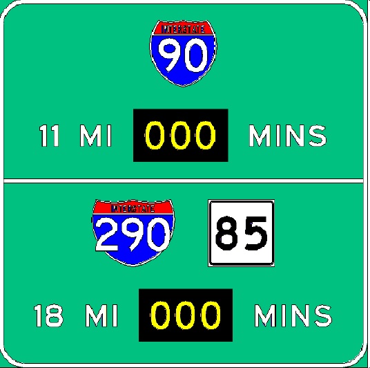Sketch of planned Real Time Traffic Sign along I-495 North in Bellingham, from MassDOT