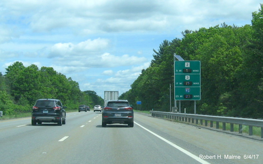 Image of activated Real Time Traffic sign on I-495 North in Bolton