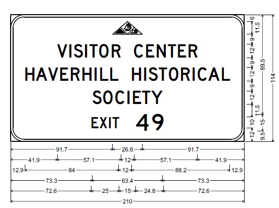 MassDOT plan for ground mounted Haverhill Historical Society auxilary sign for MA 110 exit on I-495 in Haverhill