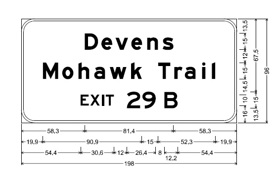 MassDOT sign plan for ground mounted auxiliary sign for MA 2 exit on I-495 in Acton