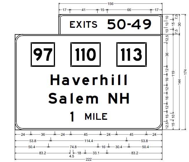 MassDOT sign plan for MA 97/110/113 exits on I-495 South in Haverhill