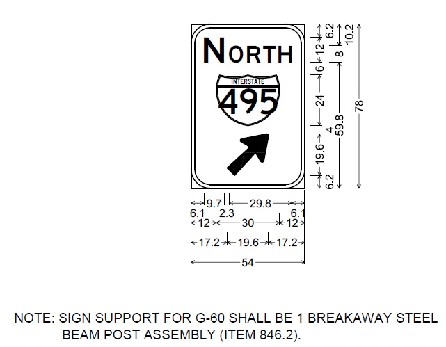 MassDOT plan for onramp gore sign for I-495 North