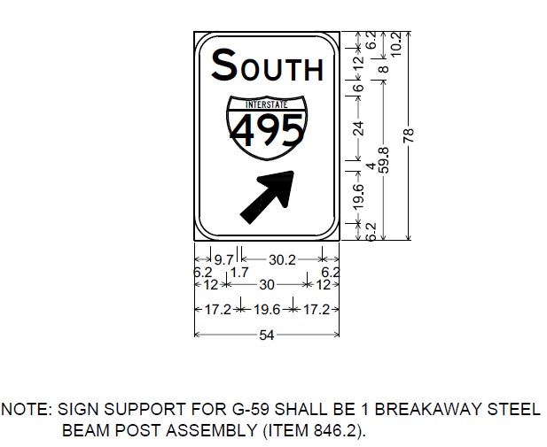 MassDOT plan for ramp gore sign for I-495 South