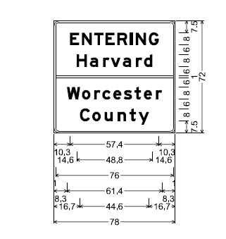 MassDOT plan for ground mouted jurisdiction boundary for both town and county on I-495 entering Harvard
