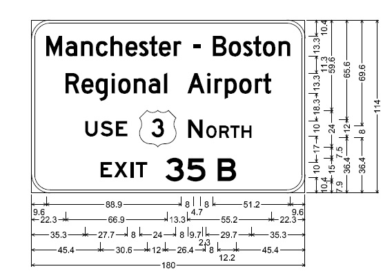 MassDOT plan for ground mounted auxiliary sign for US 3 exit on I-495 in Chelmsford