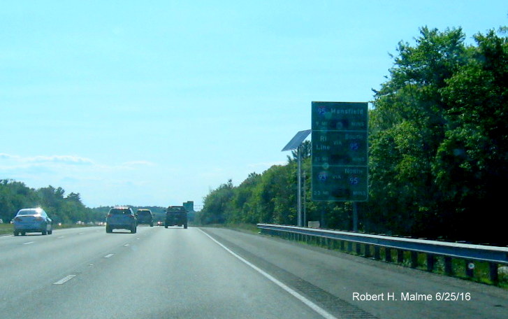 Image of newly placed 'Go Time' travel time sign on I-495 North in Raynham