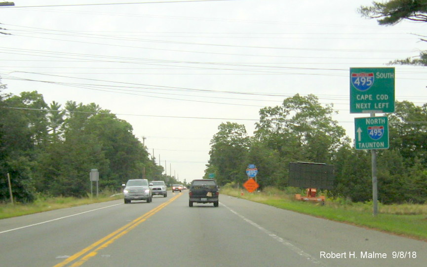 Image of I-495 on-ramp guide signs on MA 58 North in Wareham