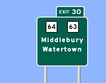 Image of I-84 East Exit 30 sign plan in Middlebury, Sign Maker Software, August 2026