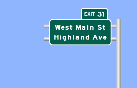 Image of I-84 Exit 31 sign plan in Waterbury, Sign Maker Software, August 2026