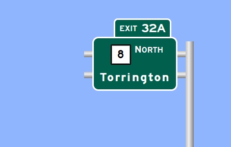 Image of I-84 East Exit 32A sign plan in Waterbury, August 2026