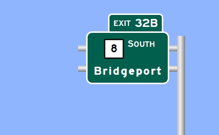 Image of I-84 West Exit 32B sign plan in Waterbury, August 2026
