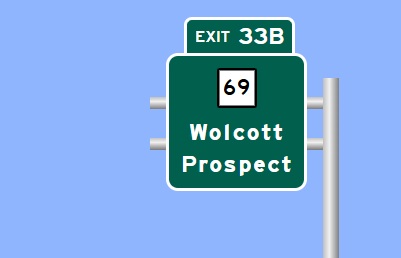 Image of I-84 East Exit 33B sign plan in Waterbury, Sign Maker Software, August 2026