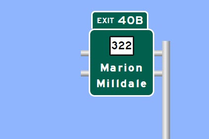 Image of I-84 East Exit 40B sign plan in Southington, Sign Maker Software, August 2026