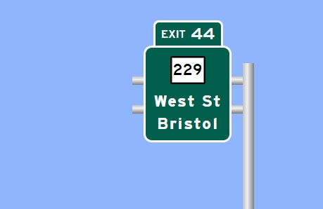 Image of I-84 East Exit 44 sign plan in Bristol, Sign Maker Software, August 
 2026