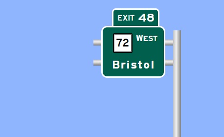 Image of I-84 East Exit 48 sign plan in Bristol, Sign Maker Software, August 
 2026