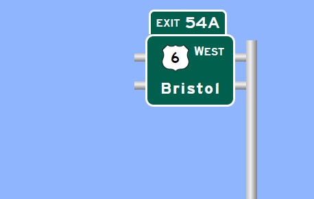 Image of I-84 West Exit 54A sign plan in Bristol, Sign Maker Software, August 2026