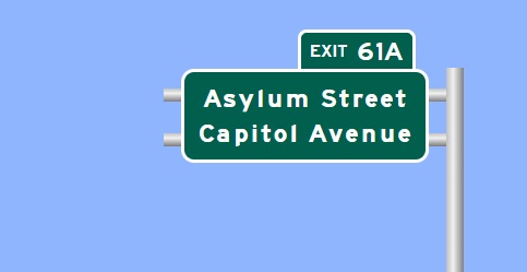 Image of I-84 East Exit 61A sign plan in Hartford, Sign Maker Software, August 2026