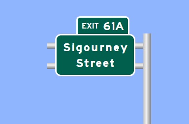 Image of I-84 West Exit 61A sign plan in Hartford, Sign Maker Software, August 2026