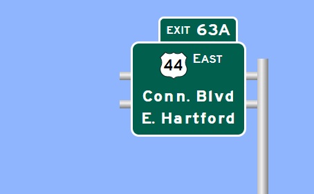 Image of I-84 Exit 63A sign plan in East Hartford, Sign Maker Software, August 2026