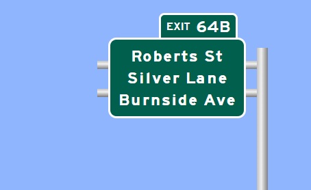 Image of I-84 Exit 64B sign plan in East Hartford, Sign Maker Software, August 2026