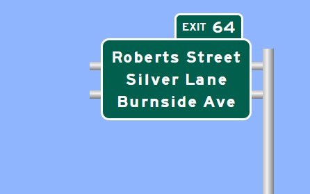 Image of East I-84 Exit 64A sign plan in East Hartford, Sign Maker Software, August 2026