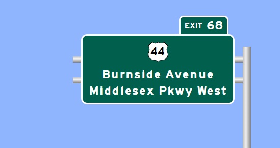 Image of I-84 West Exit 68 sign plan in Manchester, Sign Maker Software, August 2026