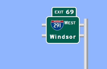Image of I-84 Exit 69 sign plan in Manchester, Sign Maker Software, August 2026
