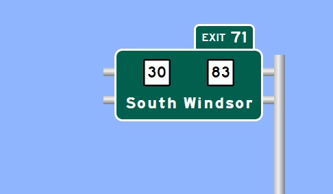 Image of I-84 East Exit 71 sign plan in Manchester, Sign Maker Software, August 2026