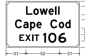 Plan of auxiliary sign for I-495 exit on Mass Pike, from MassDOT