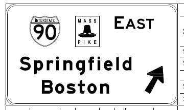 Plan for I-90 EB ramp sign, from MassDOT