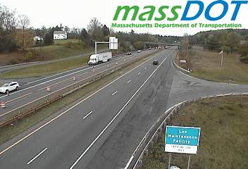 MassDOT traffic camera image of new exit sign on I-90 East in Palmer